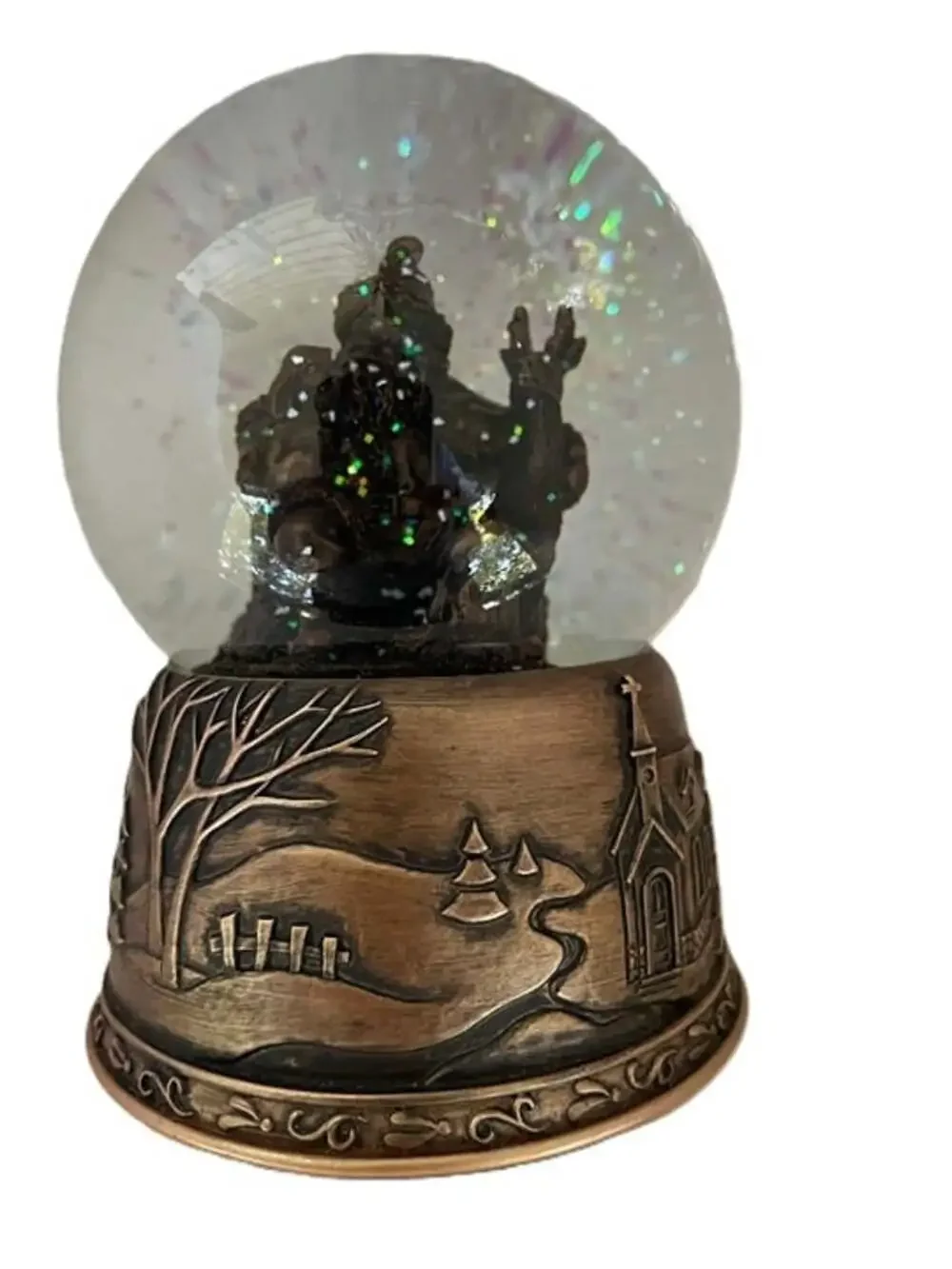 Vtg Target Christmas Snow Globe Musical Santa Reindeer 2007 (Clear Water Inside)